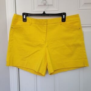 NWT Tahari Yellow Gold Canary Womens Twill Shorts Colorful Summer Size 14